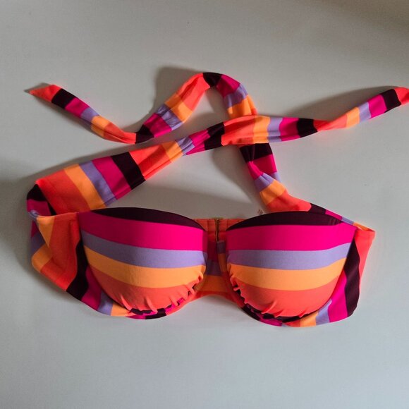 Victoria's Secret Multi Striped Bikini Top, Size 34 DD - Picture 1 of 6